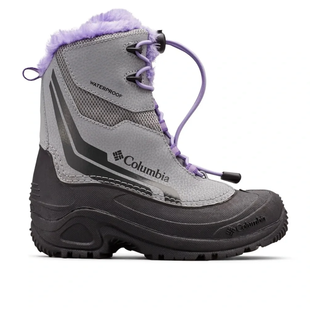 🤍💜💎💎Columbia Kids' Black and Lavender Snow Boots